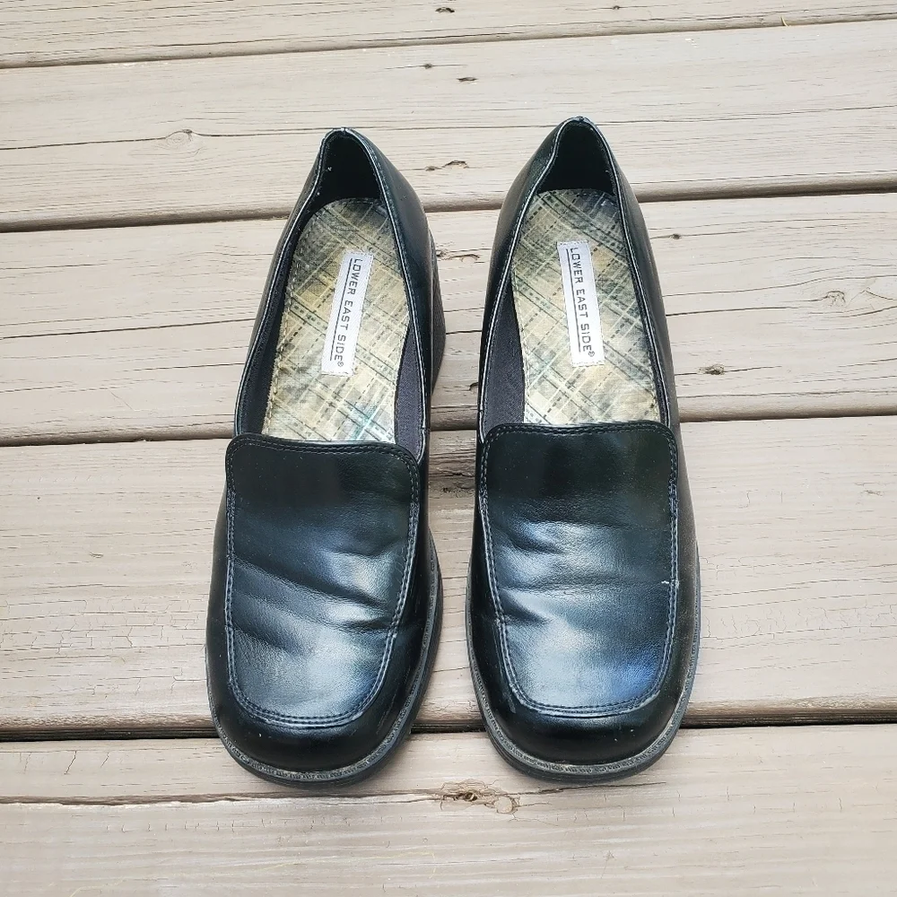Vintage 90s y2k Bratz Black‎ Vegan Leather Platform Oxford Chunky Heel Loafers 8